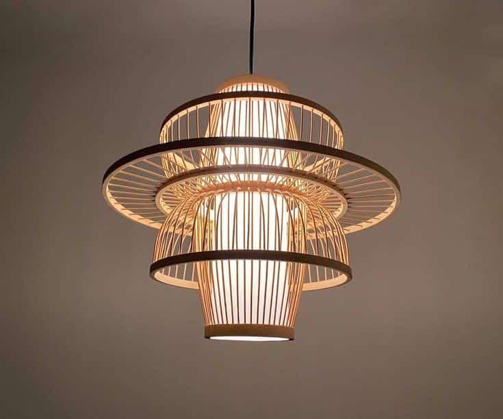 Layered Wood Slat Hanging Lamp