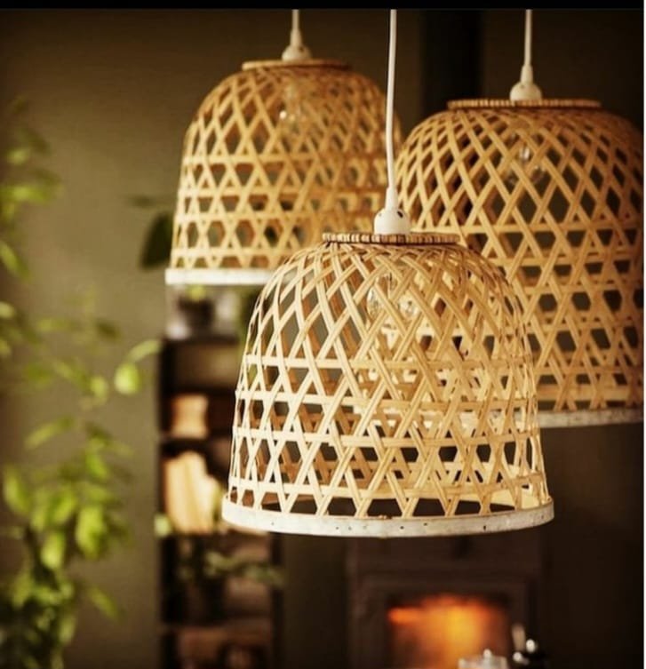 Diamond Lattice Bamboo Pendant Light