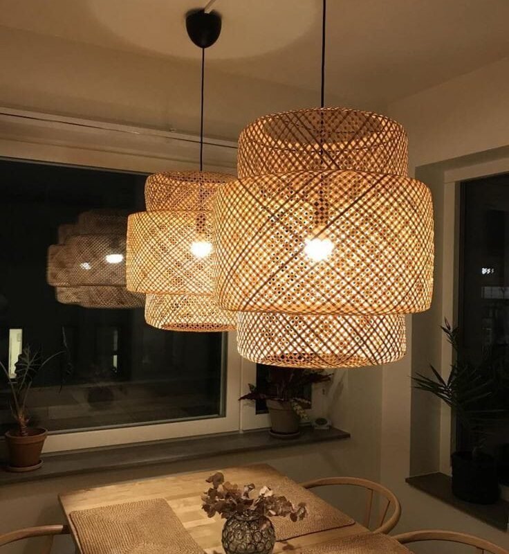 The Tierra Tiered Woven Bamboo Pendant Light